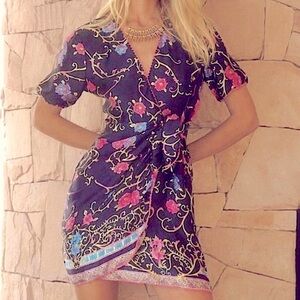 Chasing Unicorns ~ I’m Gonna Be ~ silk crepe mini wrap dress (feather)